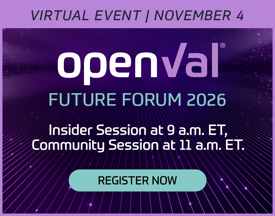 openVal Future Forum 2026 virtual event banner. November 4, with an Insider Session at 9 a.m. ET and a Community Session at 11 a.m. ET.