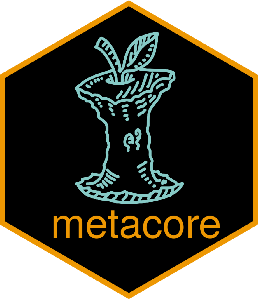 metacore hex sticker of an apple core